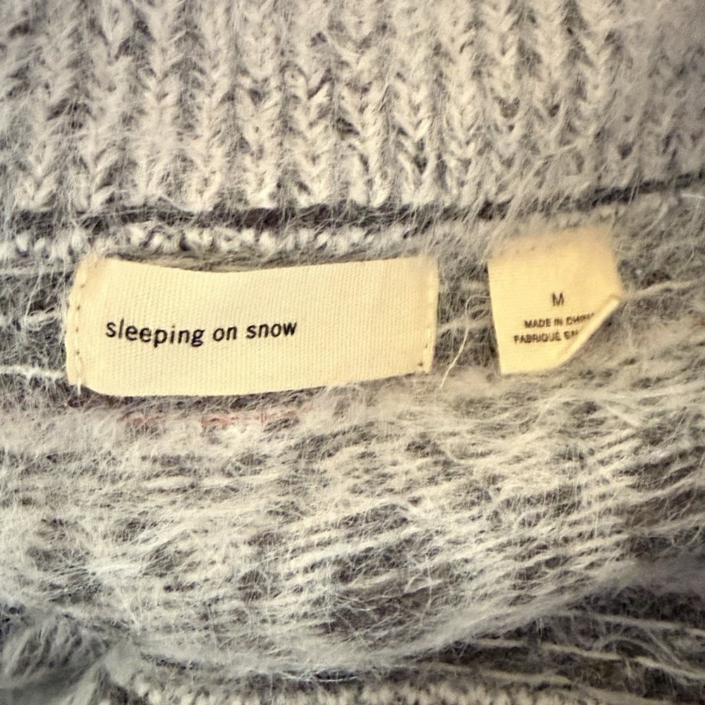 Sleeping On Snow Anthropologie Gray White Wool Blend Sweater‎ Women Medium Shirt - Picture 8 of 10
